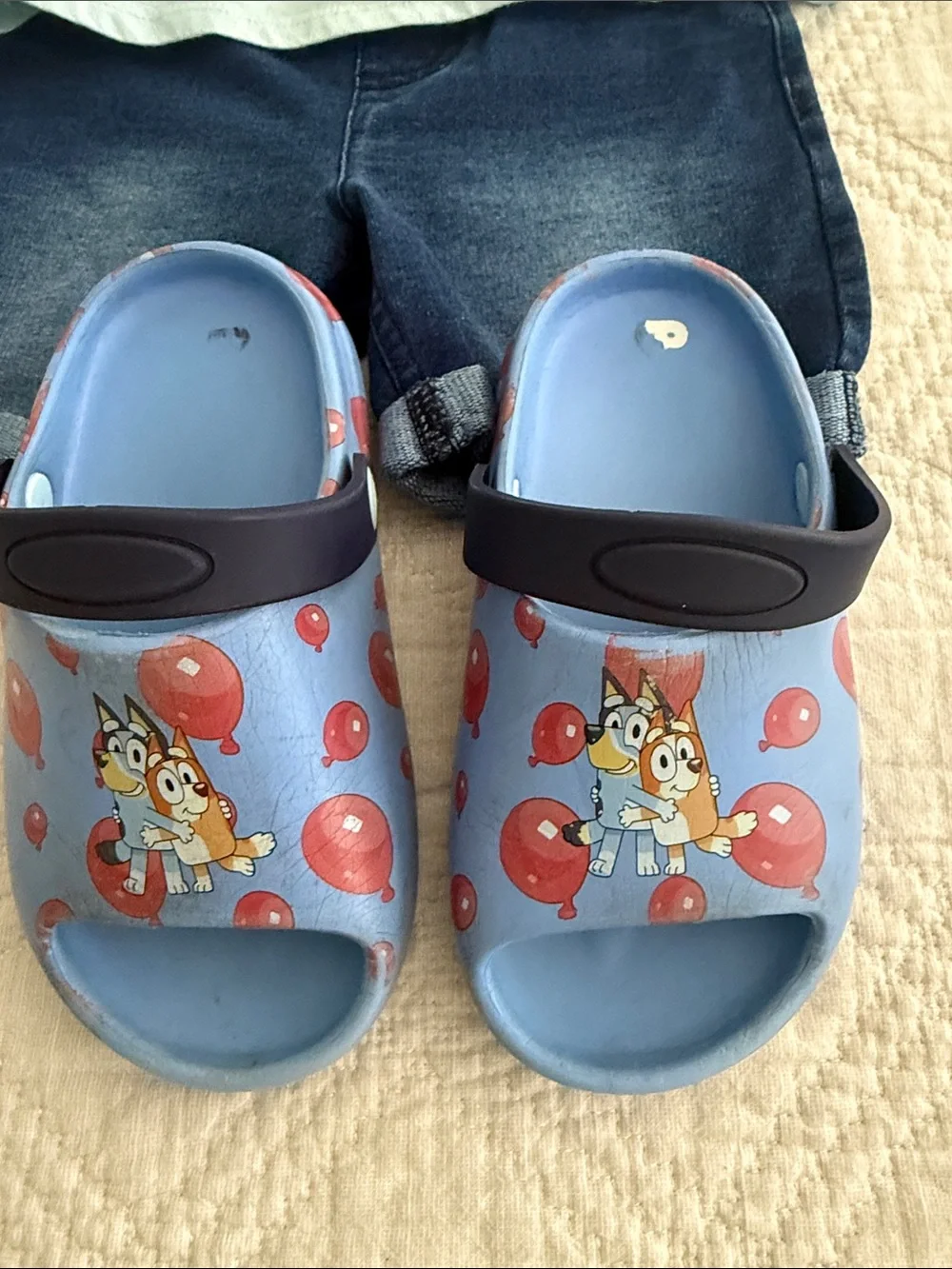 Bluey outfit with sandals girl 3T Denim Shorts and Too Set 6 pc sandals 8/9T